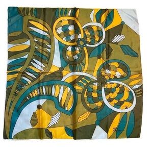 Vintage Tucca Scarf Square Geometric Green Multi